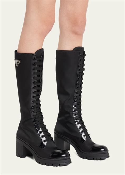 prada womens knee high boots|prada lace up combat boots.